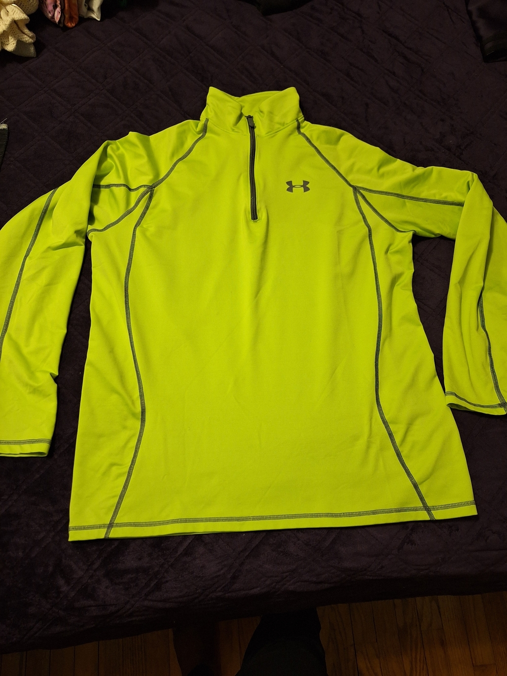 Under Armour Neon Yellow 1/4 Zip Performance Top